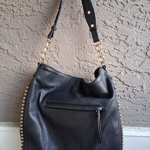 Black Leather Studded Shoulder Bag